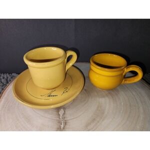 Mamma ro 2 Espresso Cups and Saucer~Yellow~SEE DESCRIPTION